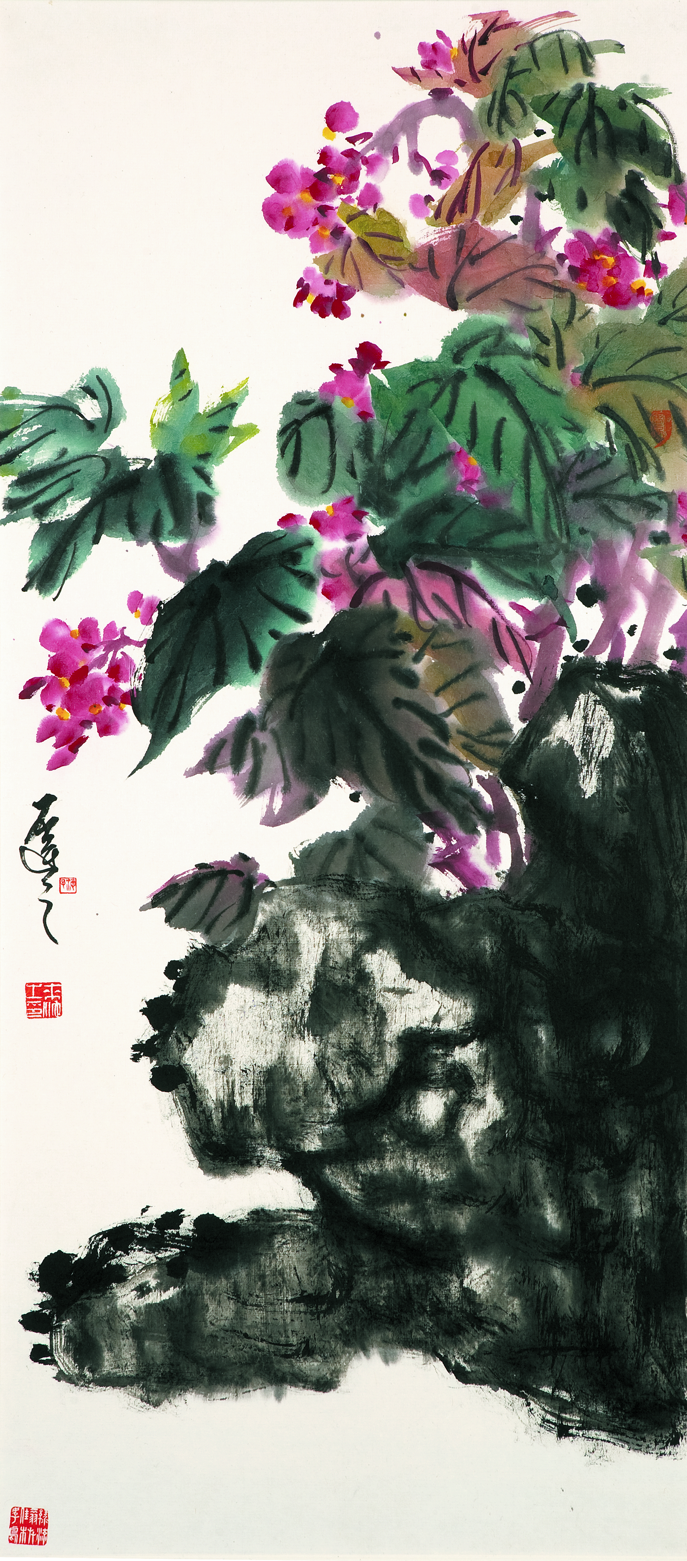 《海棠》（纸本水墨37 x 85 cm)2007年 
